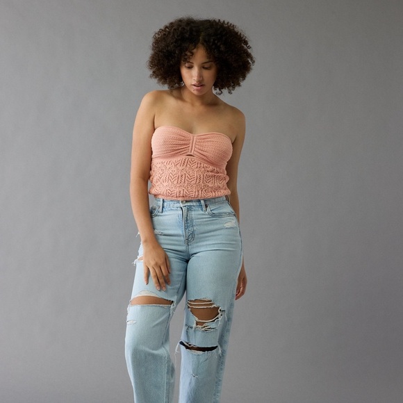 NWOT AE Cropped Crochet Tube Top - Picture 6 of 11